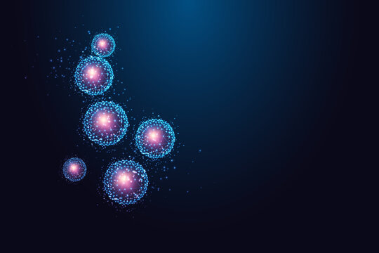 Glowing Stem Cells Neural Pluripotent Cell Biology Regenerative Medicine Blue Polygonal Vector