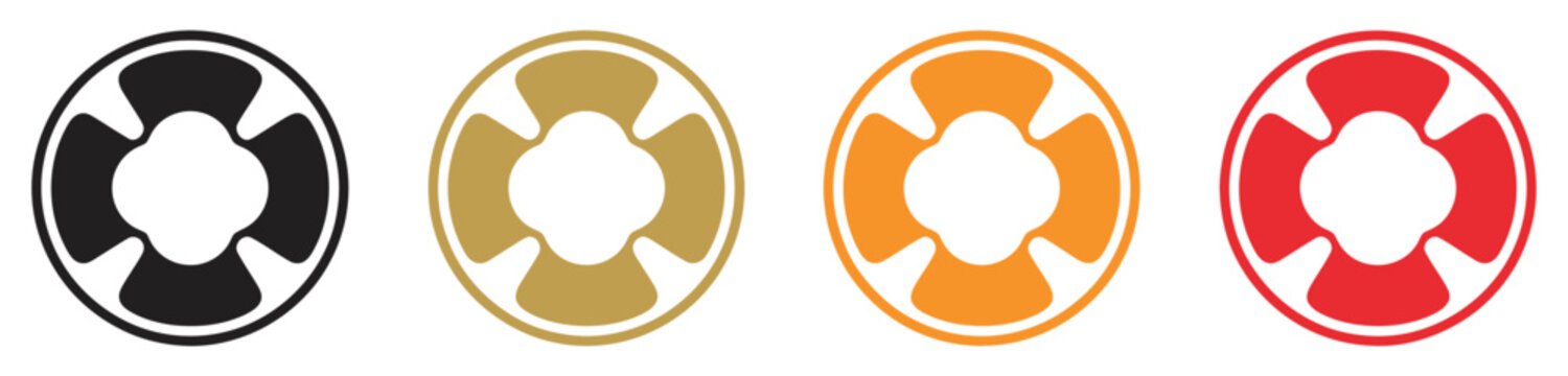 Rescue ring buoy icon featuring a lifebuoy safety symbol for water rescue, flotation support, maritime protection, boating, and emergency response, vector
