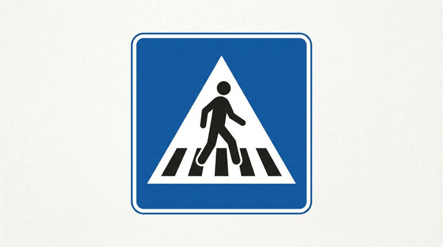 Pedestrian Crossing Traffic Sign Vector Icon Isolated on White Background