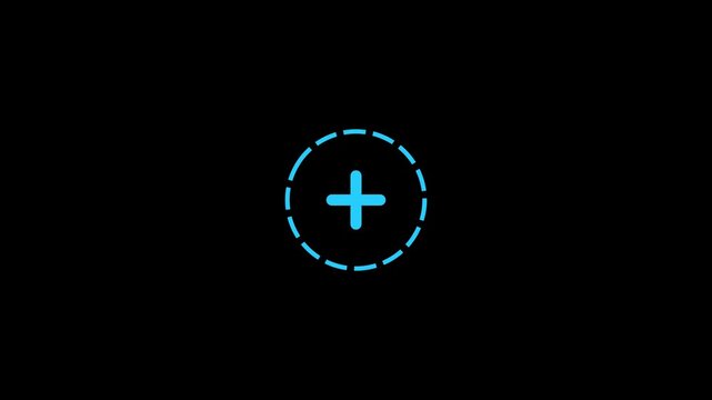 Long SEO Title: Futuristic Sci-Fi Segmented Rotating Orbit Dashed Ring Plus Add Icon Motion Graphics 6 Seconds Loop on Alpha Channel 4K