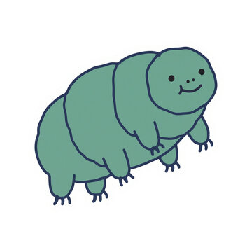 Cute cartoon tardigrade water bear microorganism, kawaii sticker design