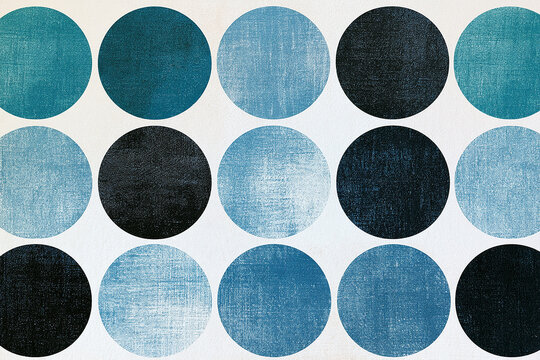 Minimalist Blue Denim And Linen Polka Dot Pattern On White Background