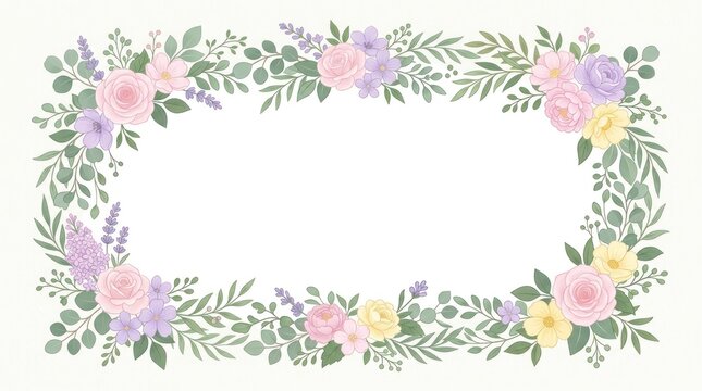A floral arrangement with pink, purple, and yellow flowers and green leaves on a white background.