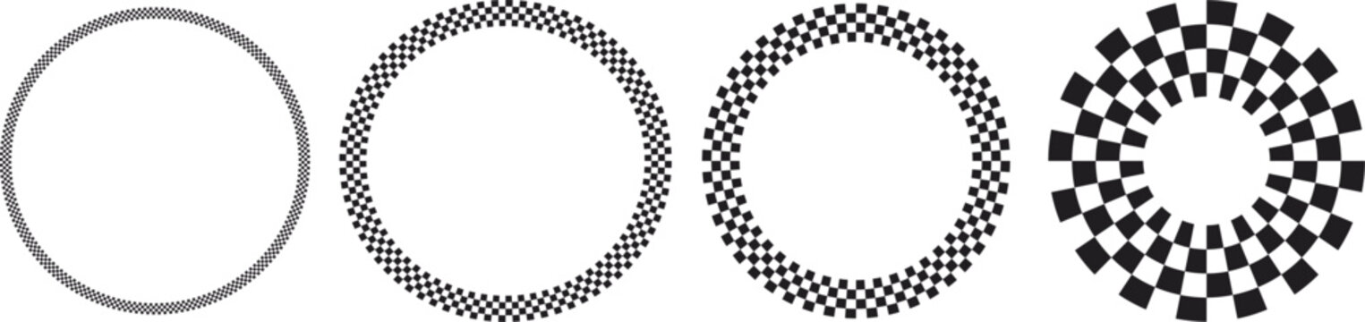 Abstract Circular Halftone Ring Pattern Vector Set