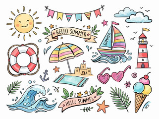 Fototapeta premium set of summer icons
