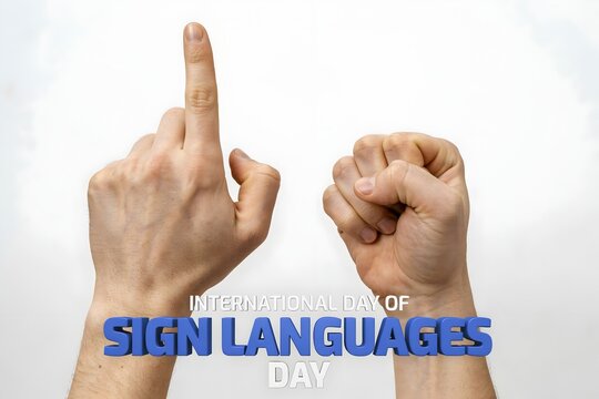 Hands showing sign language gestures for International Day of Sign Languages concept