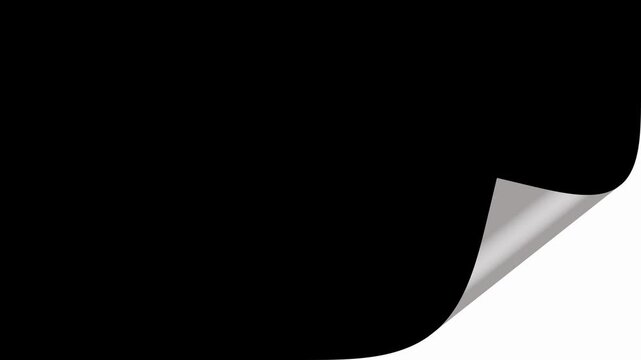 Page curl transition effect with alpha channel for editing and motion page turn matte