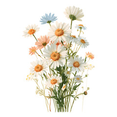 Fototapeta premium Beautiful colorful flower illustration isolated on white, charming botanical artwork for advertising and creative projects