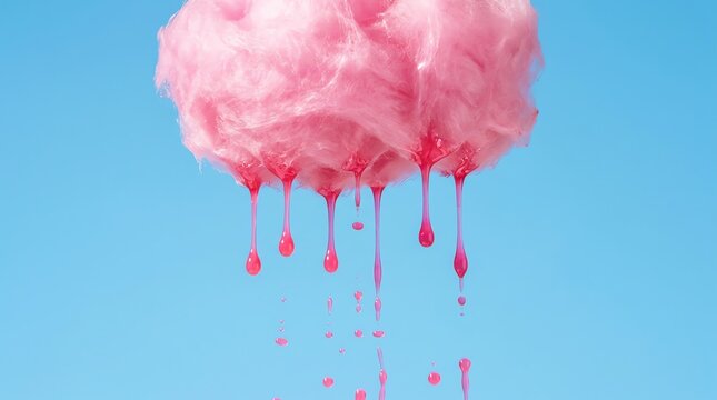 Pink Cotton Candy Cloud with Dripping Sugar Effect.