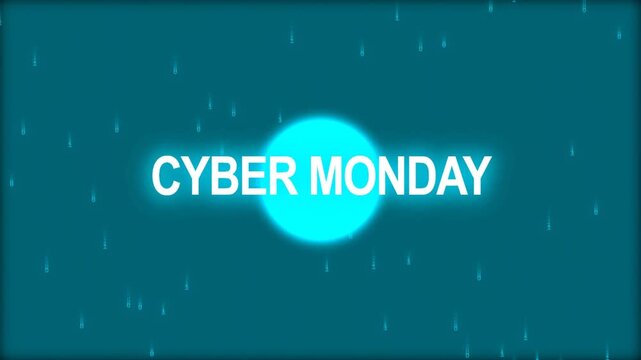 Cyber monday countdown with glowing digital rain