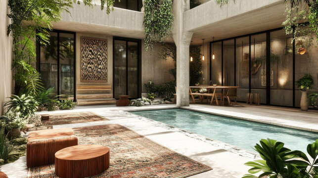 first private vacation basement area were designed with a special bohemian style