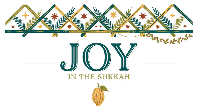 Joy in the sukkah geometric pattern illustration with word art festival celebration religious
