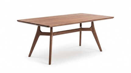 Fototapeta premium Natural Wooden Table with Minimalist Design Isolated on White Background