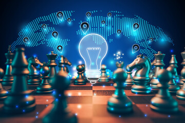 Chess symbolizes the company, the light bulb symbolizes growth, resilience, and triumph, and the...