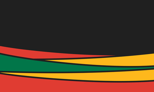 red yellow green abstract geometric shapes on black background, black history month template, juneteenth social network post