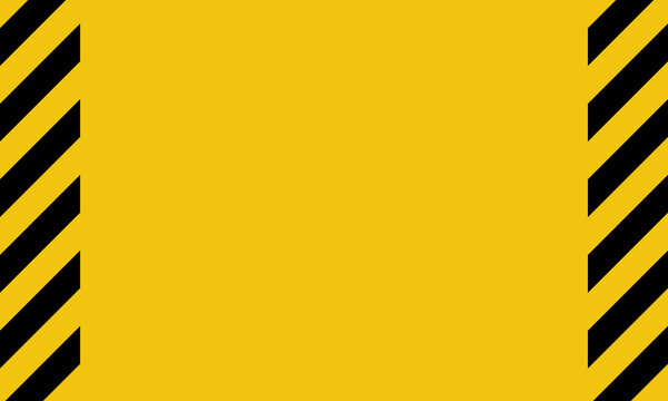 under construction blank announcement message template, work safety warning, black on yellow background vector illustration