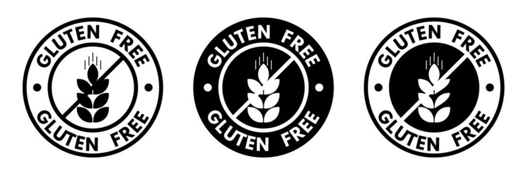 gluten free rubber stamp collection, no gluten food label set, non allergens food mark, package vector design