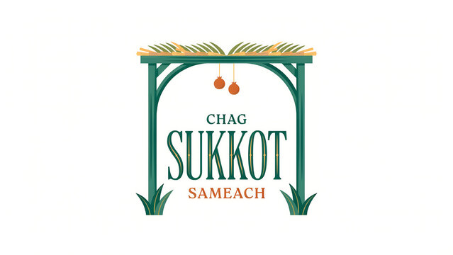 Chag sukkot sameach greeting card design with traditional sukkah illustration greeting illustration religion
