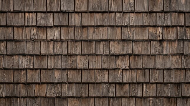 Weathered Dark Brown Wooden Shingles Texture Background