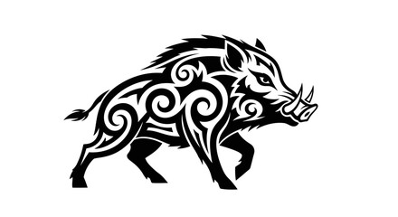 Obraz premium Tribal Boar Design with Swirls.