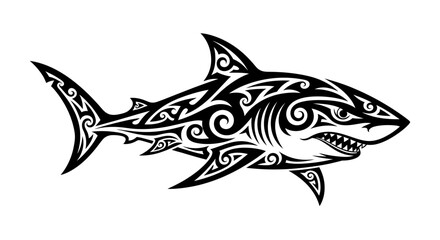 Fototapeta premium Tribal Shark Tattoo Design Artwork.