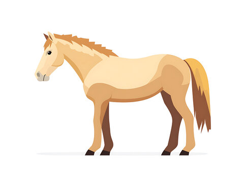 Horse illustration, flat vector cartoon horse character isolated on white background