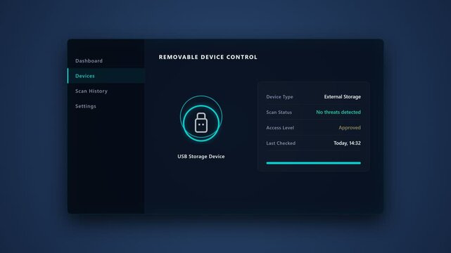 Cyber security interface scanning removable usb storage device. 4K Video