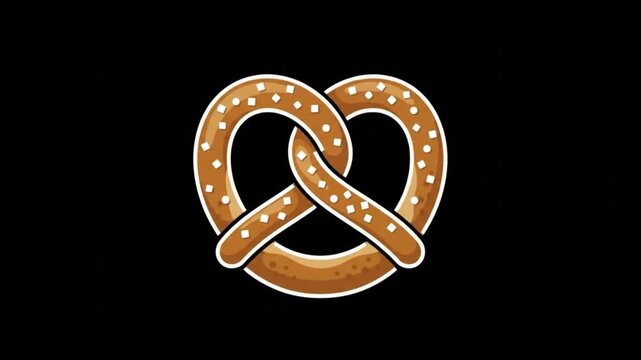 Bavarian Pretzel Animated Line Icon with Golden Brown Fill