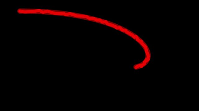 Red chalk stroke arrow drawing animation on a dark background