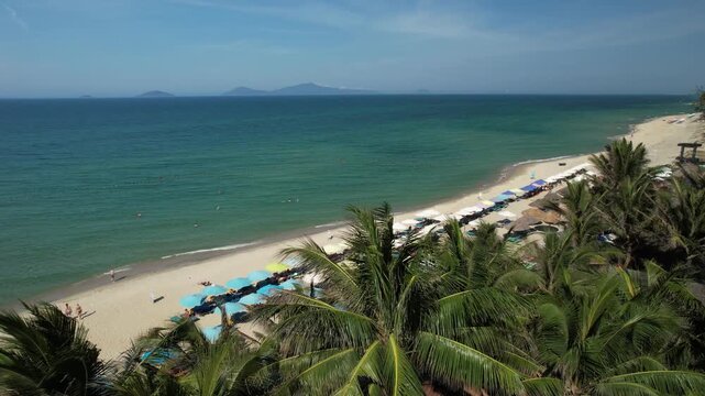 Aerial view of natural scenery at Hoi An beach resort in Vietnam