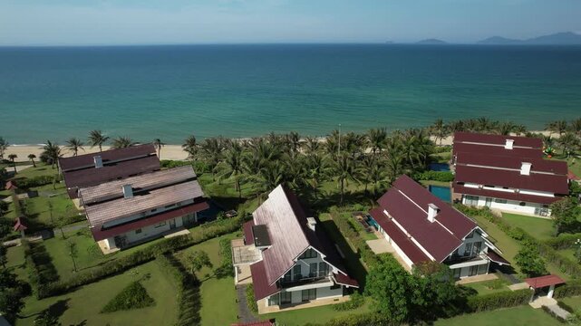 Aerial view of natural scenery at Hoi An beach resort in Vietnam