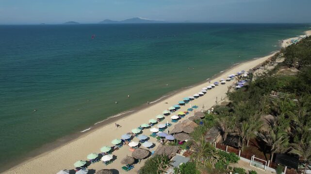 Aerial view of natural scenery at Hoi An beach resort in Vietnam