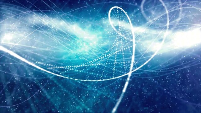 Abstract digital technology background featuring glowing light trails, futuristic data streams, and dynamic science fiction motifs in vibrant blue and white tones