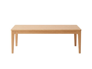 Fototapeta premium Minimalist wooden coffee table with tapered legs isolated on transparent background