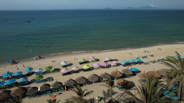 Aerial view of natural scenery at Hoi An beach resort in Vietnam