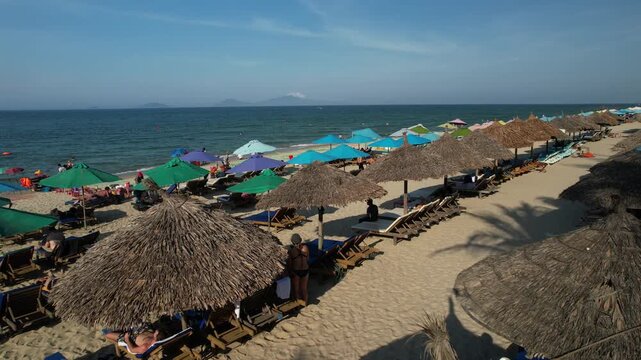 Aerial view of natural scenery at Hoi An beach resort in Vietnam