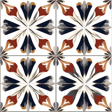 Abstract floor tile texture with repeating ornamental motif for interior and surface design