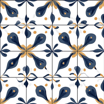 Abstract floor tile texture with repeating ornamental motif for interior and surface design