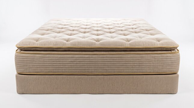 Modern beige tufted mattress with quilted top for bedroom furniture and home decor