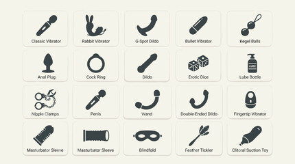 Fototapeta premium Intimate Wellness Product Silhouette Icon Set with Personal Care and Massage Accessories