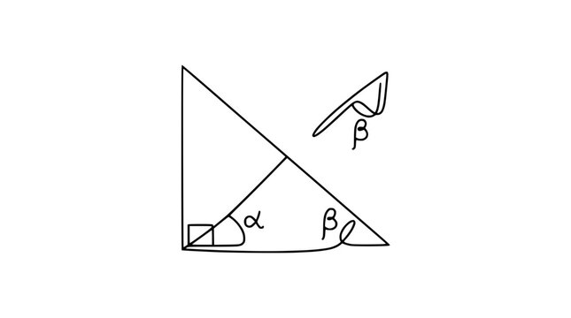 Geometric Trigonometry Diagram: Right Triangle with Angles Alpha and Beta