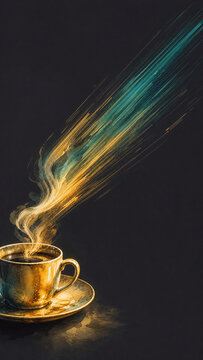 Coffee Steam Motion Smear Leading Lines Watercolor for Coffee Day Design