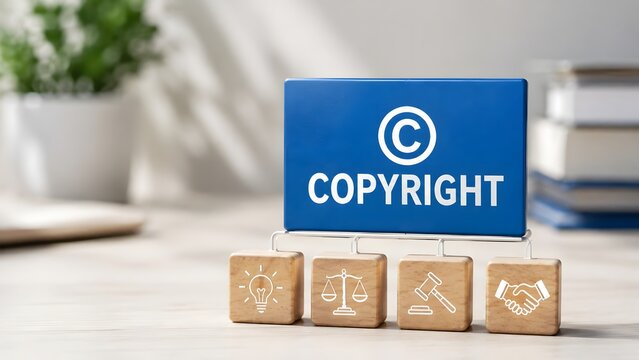 Copyright Intellectual Property Legal Protection Structure With Law Icons