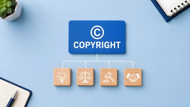 Copyright Law Protection Hierarchy With Legal And Intellectual Property Icons