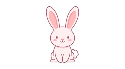Fototapeta premium Adorable Pink Bunny Rabbit Cartoon Vector Illustration Isolated on White