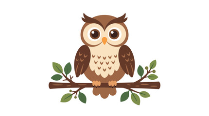 Obraz premium Cute Owl Cartoon Bird Vector Illustration Isolated on White Background