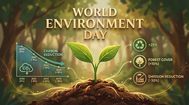 World environment day concept showing plant growth and data analysis in nature with environment, seedling