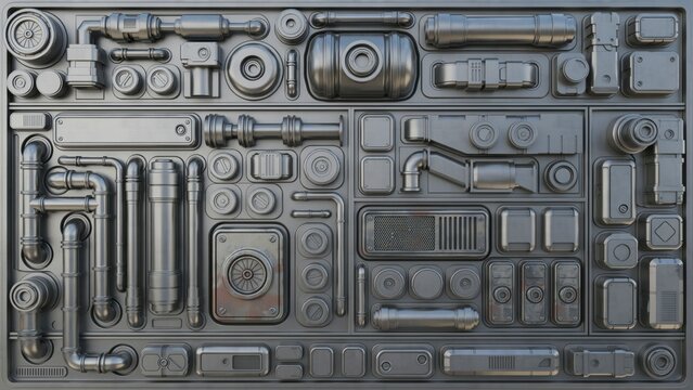 Scifi mechanical greeble panel texture