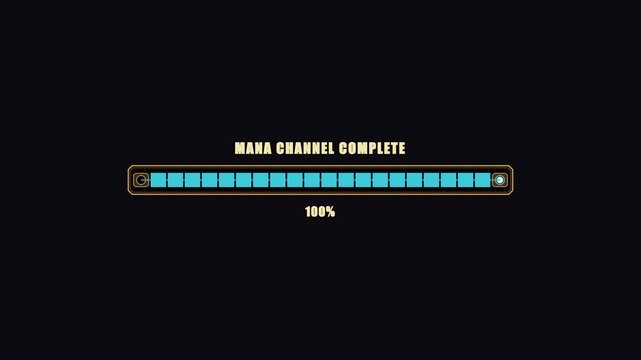 Fantasy RPG game loading bar with ornate frame, magical energy and glowing progress indicator. Designed for adventure games, fantasy interfaces, loading screens and gaming motion graphics.