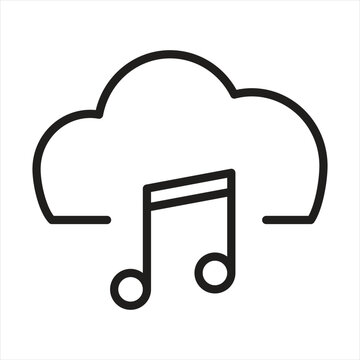 Cloud music stream line icon vector graphic with cloud audio streaming icon sound vector music note cloud storage